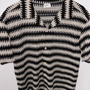 Black and White Striped Casual Button Down Shirt